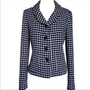 Banana Republic Navy Cream Pattered Blazer